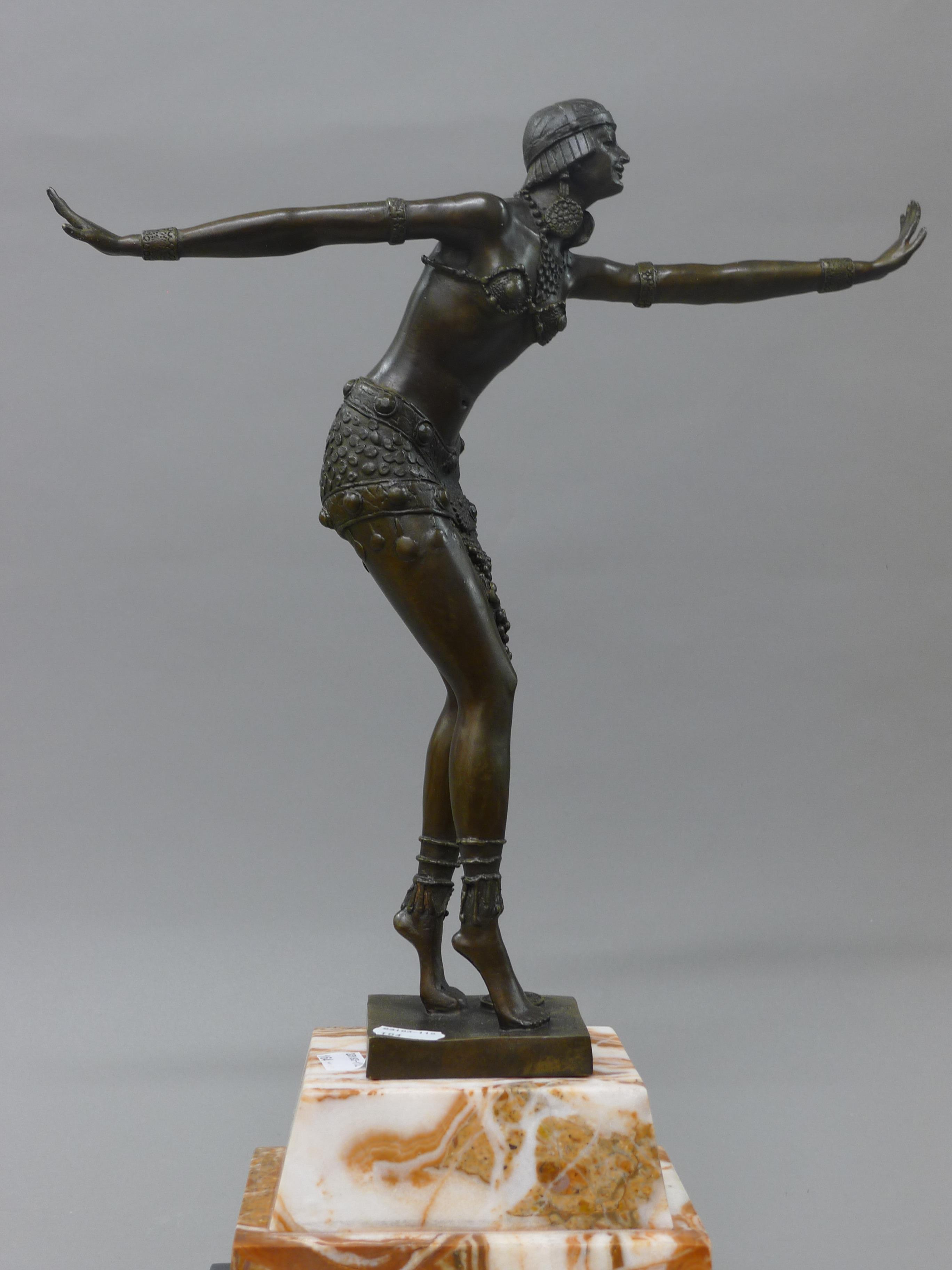 An Art Deco style bronze figure of a girl. 55 cm high. - Image 5 of 6