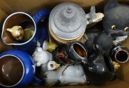 A box of miscellaneous ceramics.