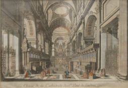 DAUMONT, an 18th century coloured print of St Paul's Interior, London, framed and glazed. 37.