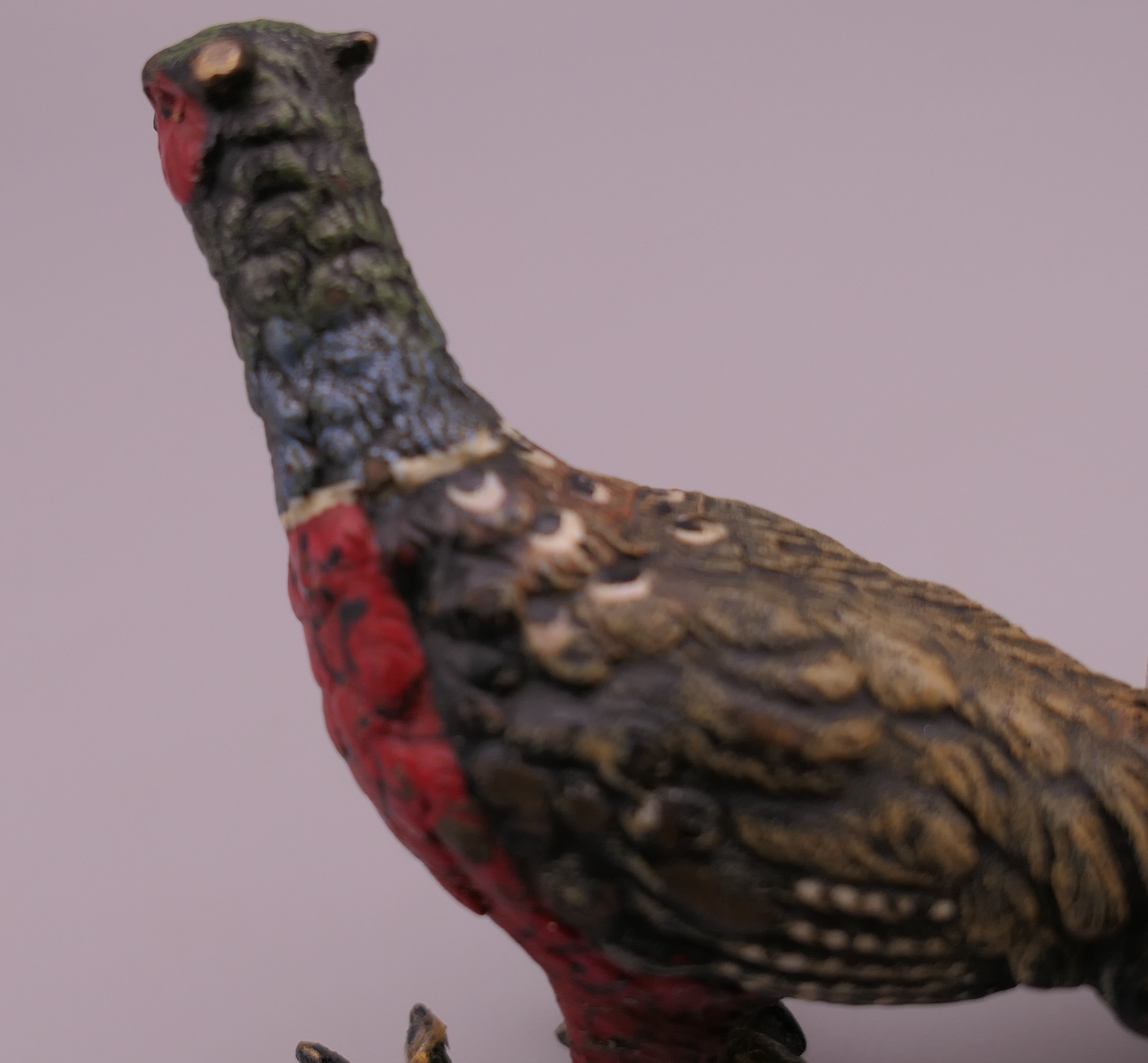 A cold painted bronze model of a pheasant. 13 cm long. - Image 5 of 5