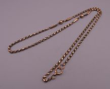 A 9 ct rose gold fancy link chain necklace. 62 cm long. 13.3 grammes.