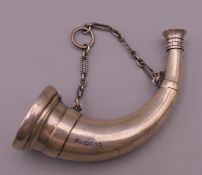 A Victorian silver horn vinaigrette and scent bottle. 10.5 cm long.