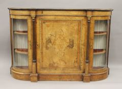 A Victorian inlaid burr walnut credenza. 153 cm wide.