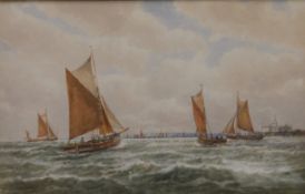 GEORGE STANFIELD WATERS, Leigh Boats Off Southend, watercolour, signed, framed and glazed. 49.
