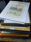 A quantity of various etchings and prints.