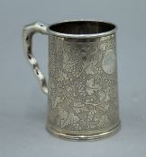 A 19th century Chinese silver beaker. 8.5 cm high. 140.8 grammes.