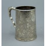 A 19th century Chinese silver beaker. 8.5 cm high. 140.8 grammes.