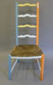 A painted ladder back side chair. 40 cm wide.