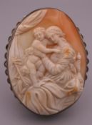 A Victorian silver framed cameo brooch. 6 cm high.