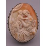 A Victorian silver framed cameo brooch. 6 cm high.