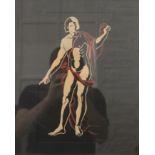 Figure of a Man, gouache, indistinctly signed, framed and glazed. 19 x 32.5 cm.