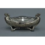 An Art Nouveau silver lidded box decorated with flowers. 12 cm wide. 81.2 grammes.