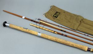 A vintage Sharpes of Aberdeen 13' 9'' Scottie impregnated split-cane fishing rod.