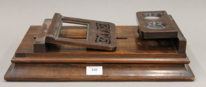 A Victorian Negretti and Zambra walnut stereo card viewer. 45 cm long.