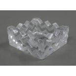 A Lalique France glass ashtray. 11 cm square.