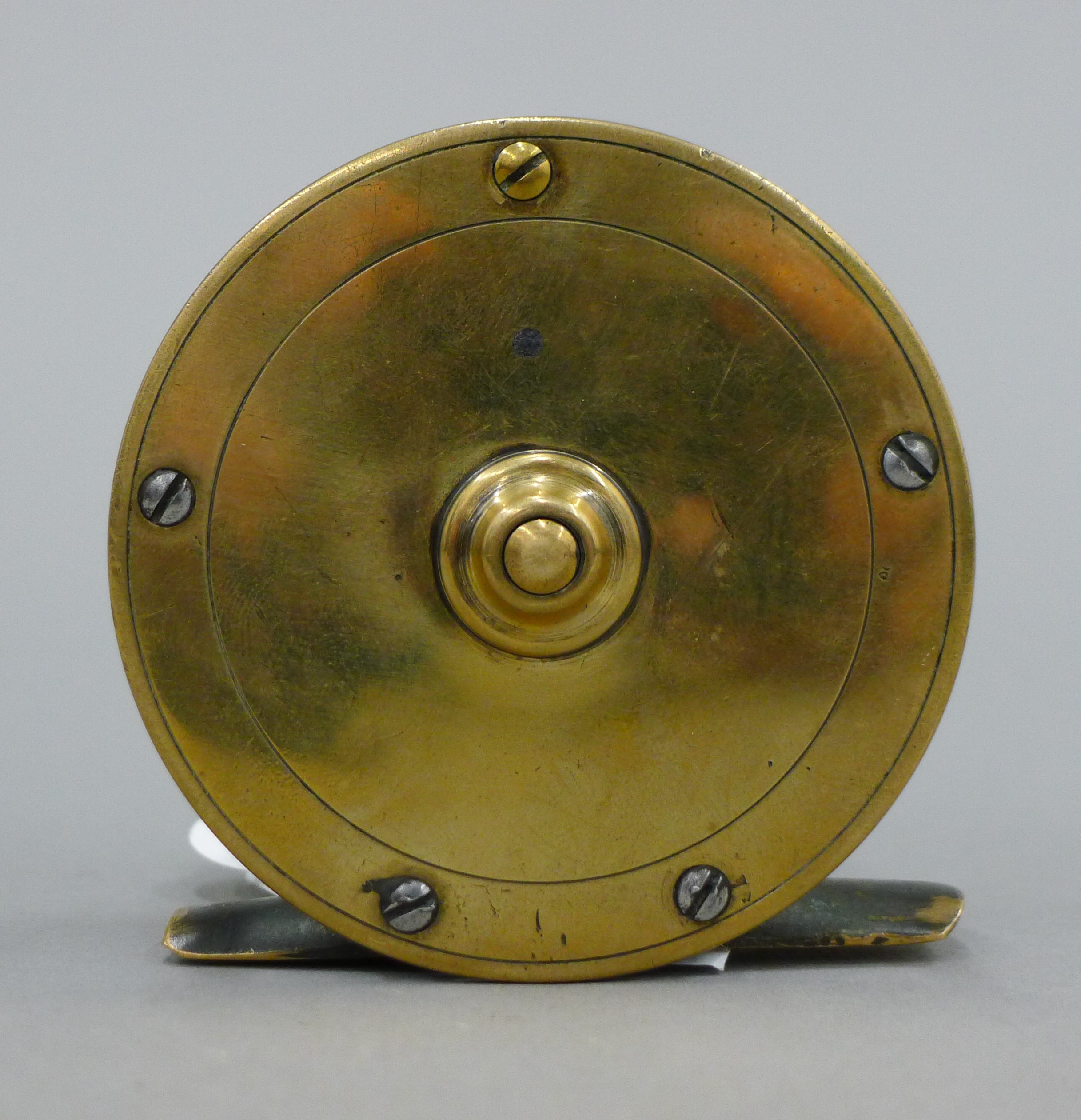 A 2 1/2 '' all brass fly reel, stamped W GARDEN ABERDEEN, 1890's. - Image 2 of 4