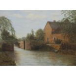 L V NEDEN, The Old Mill at Sleaford, oil on board, framed. 54.5 x 41 cm.