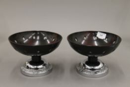 A pair of bakelite mounted tazzas. 20 cm diameter.