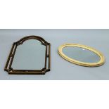 An oval framed mirror and another mirror. The latter 107 cm high.