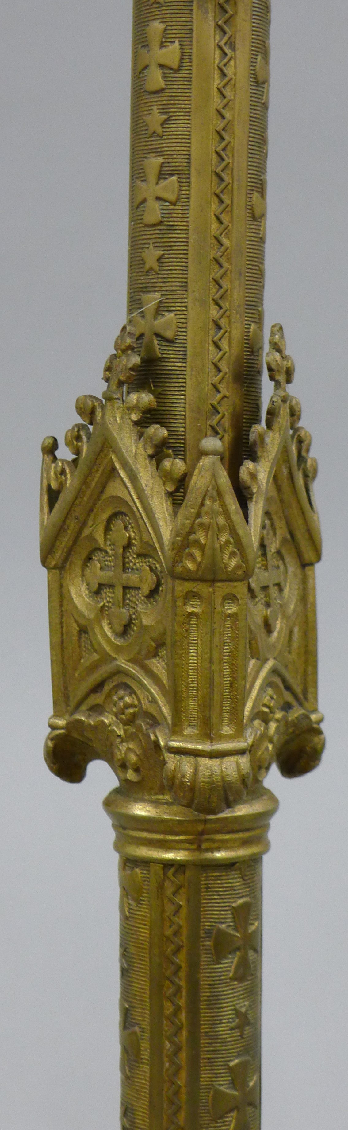 A pair of ornate brass altar candlesticks. 56 cm high. - Image 4 of 6