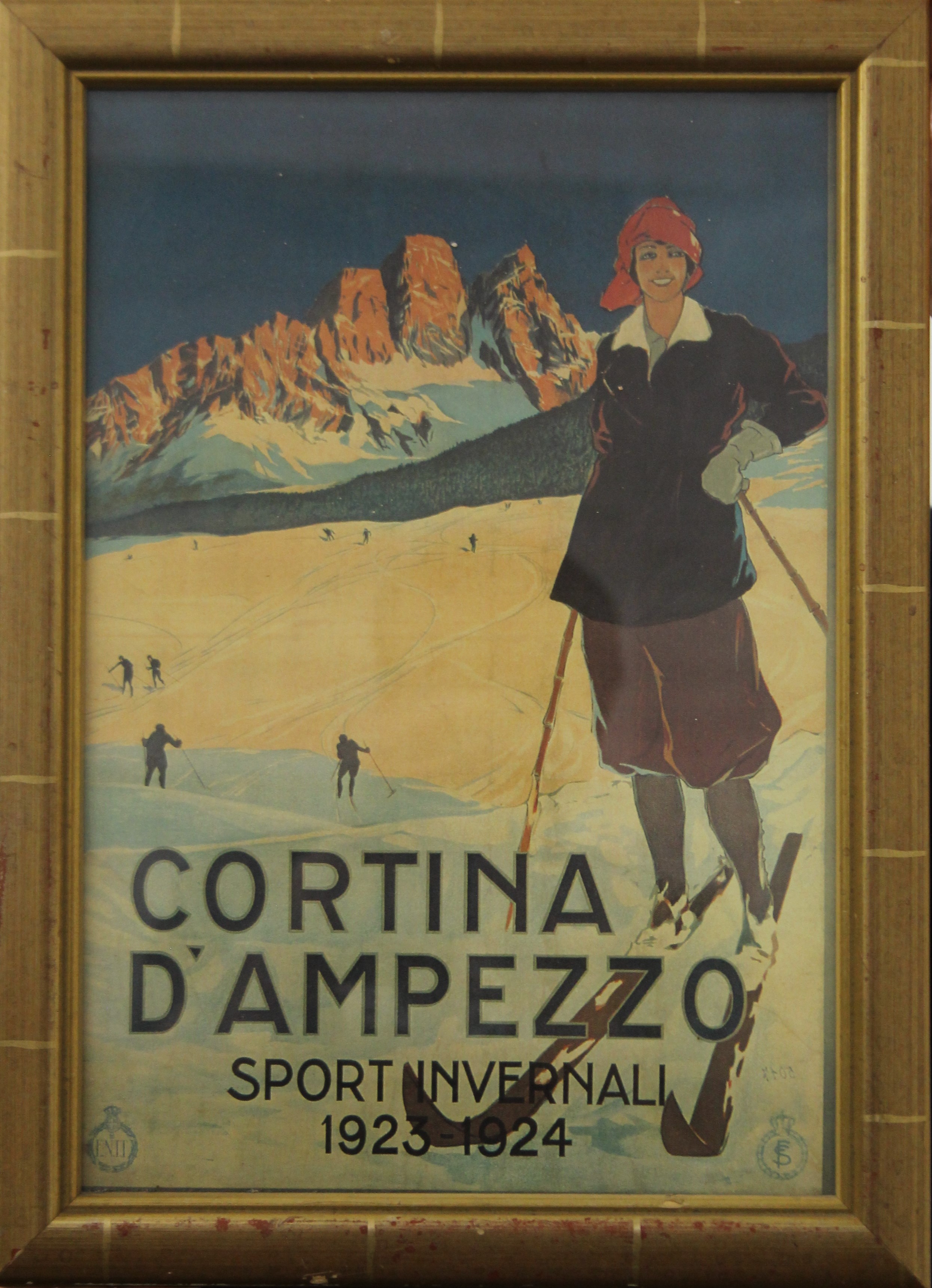 A copy of a 1920's Italian Skiing poster, framed and glazed. 25 x 37 cm. - Image 3 of 3