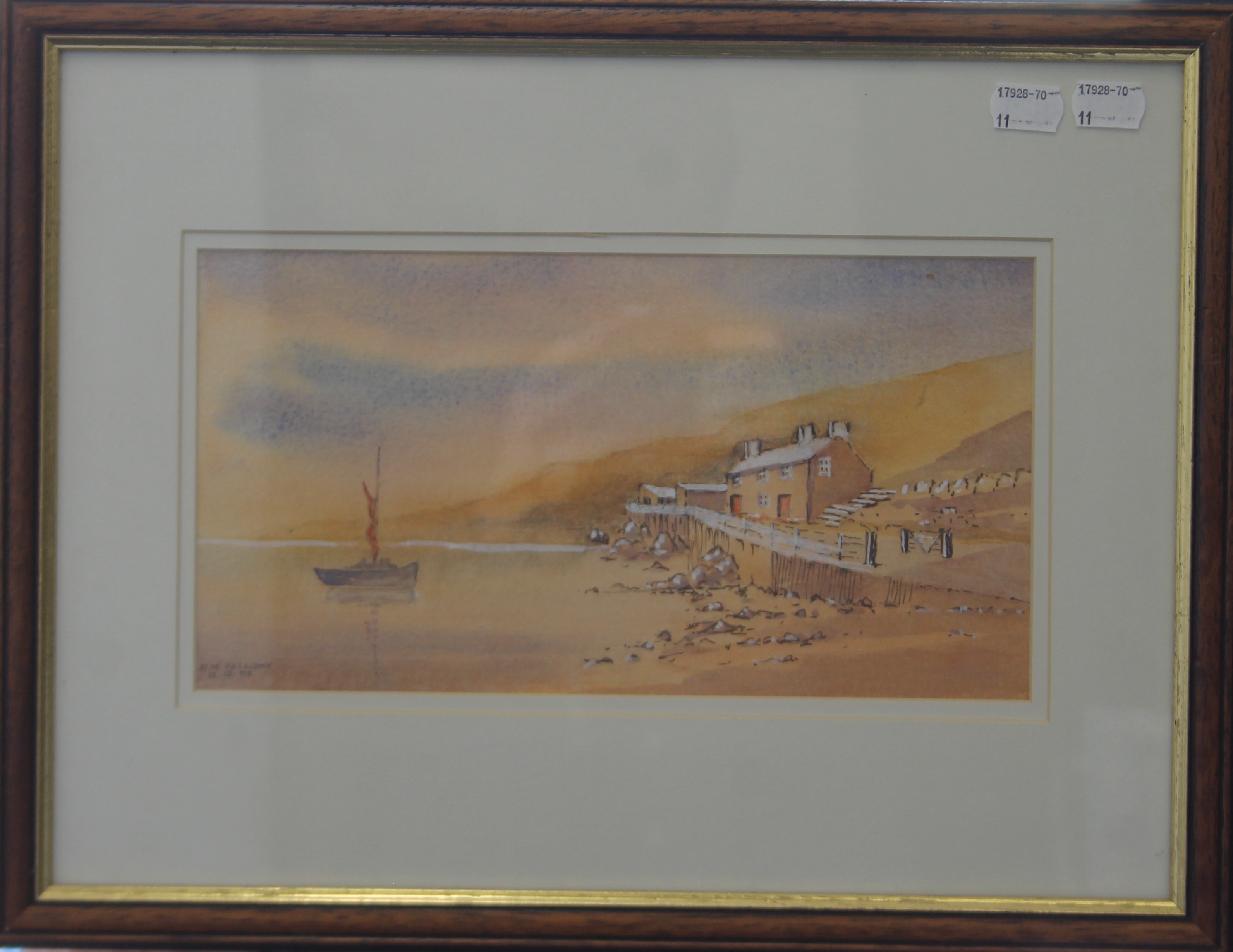 H M HALLIDAY, Coastal Scene, watercolour, signed and dated 12.12.03, framed and glazed. 29.5 x 15. - Image 2 of 3