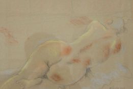 M JACOBS, Nude Study, pencil and pastel, framed and glazed. 31.5 x 21.5 cm.