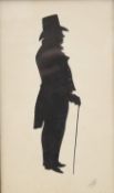 A framed silhouette of a gentleman. 17.5 x 25 cm overall.