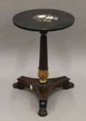 A pietra dura topped rosewood side table. 59.5 cm high x 40 cm diameter.