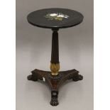 A pietra dura topped rosewood side table. 59.5 cm high x 40 cm diameter.