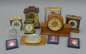 A quantity of various clocks.