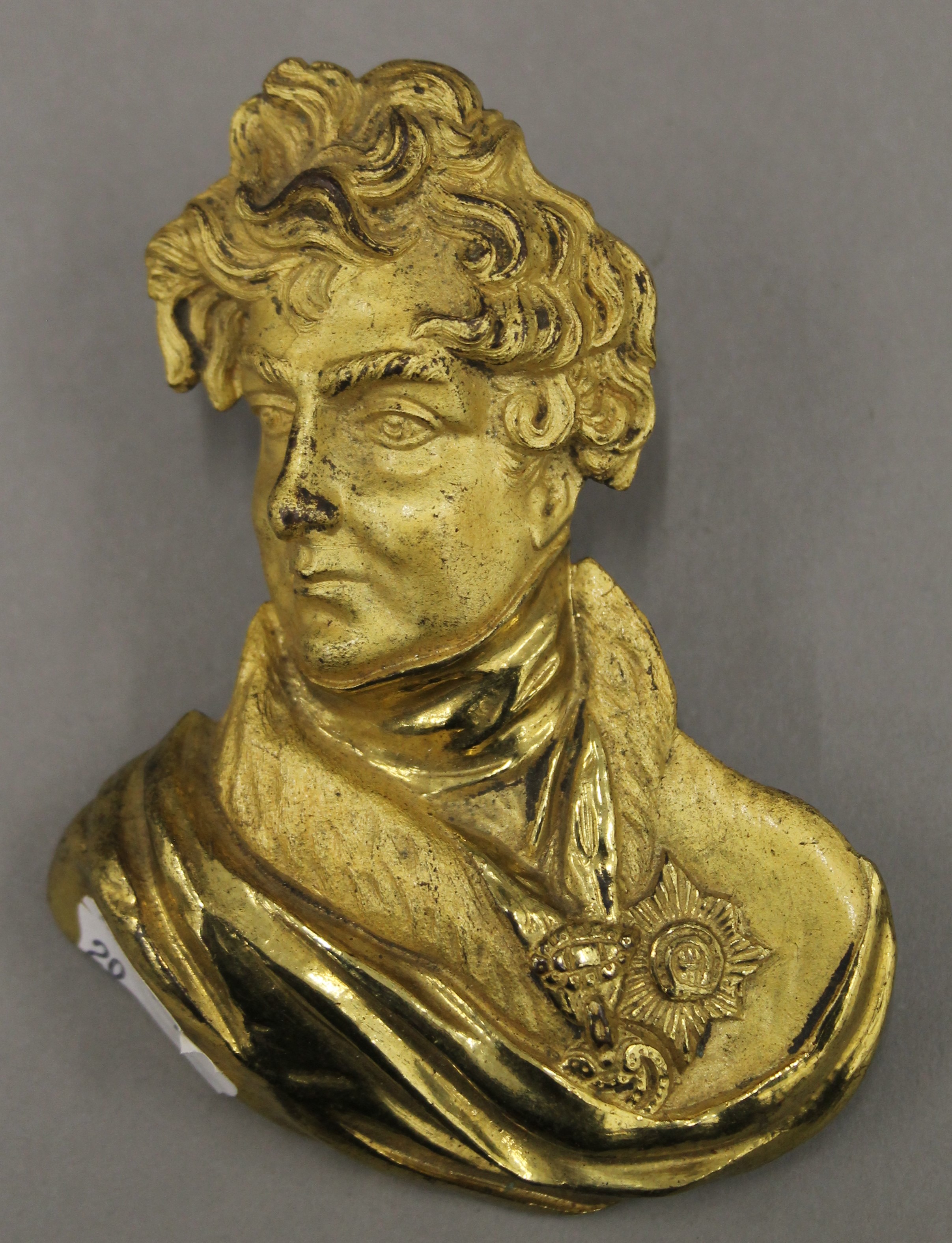 A 19th century gilt bronze bust, probably of Nelson. 12 cm high. - Image 2 of 3