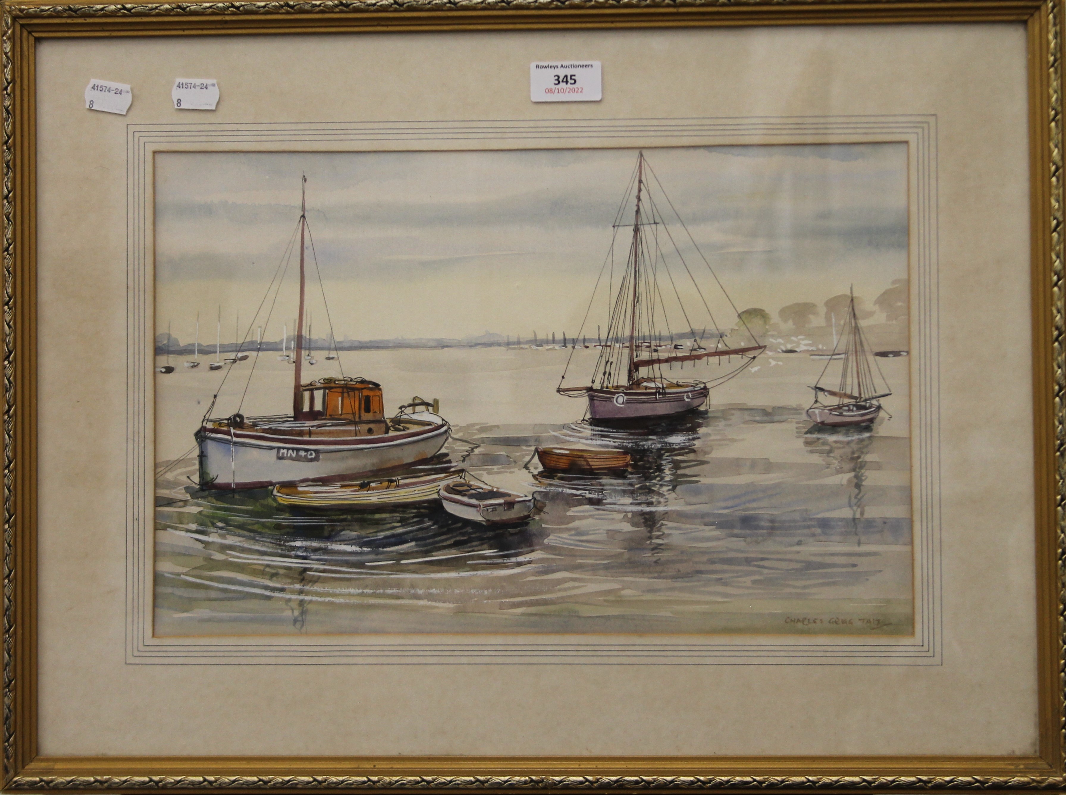 CHARLES GRIGG TAIT (1915-1996), Maldon, watercolour, framed and glazed. 40 x 26 cm. - Image 3 of 4