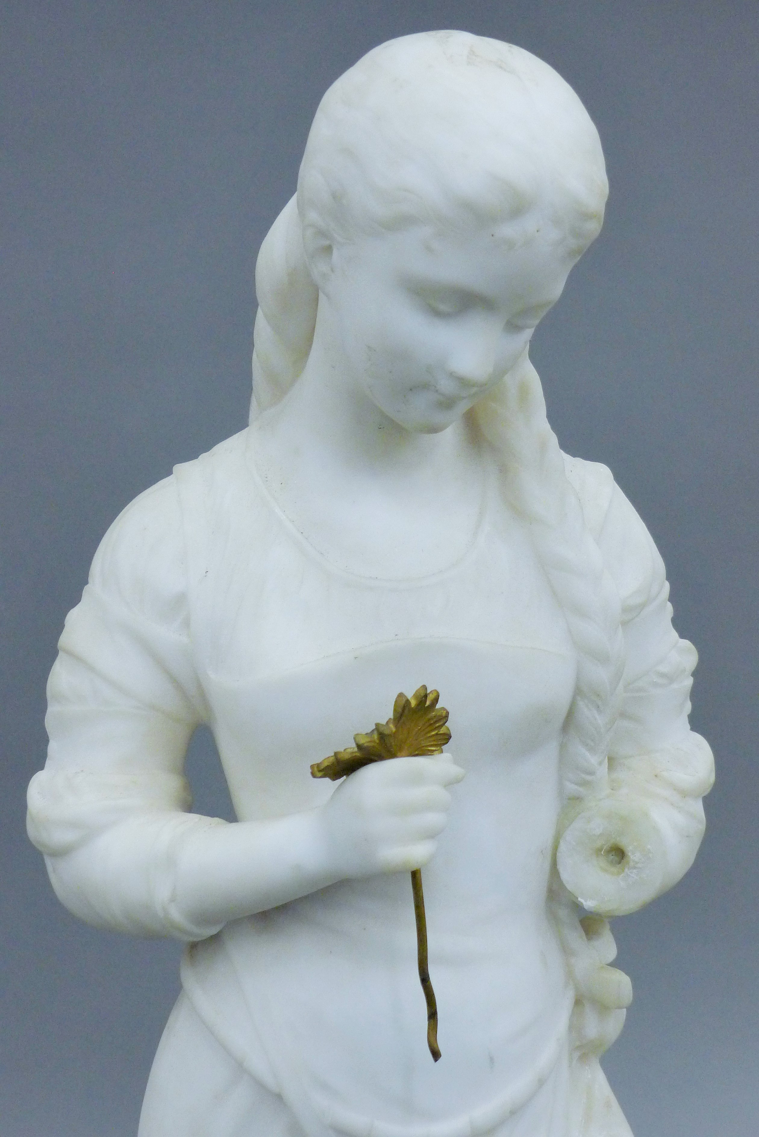 A 19th century marble model of a girl. 77 cm high. - Image 2 of 6