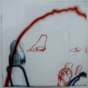 SOPHIE HENDERSON, Linear Vibrations, gouache on paper, framed and glazed. 37 x 36.5 cm.