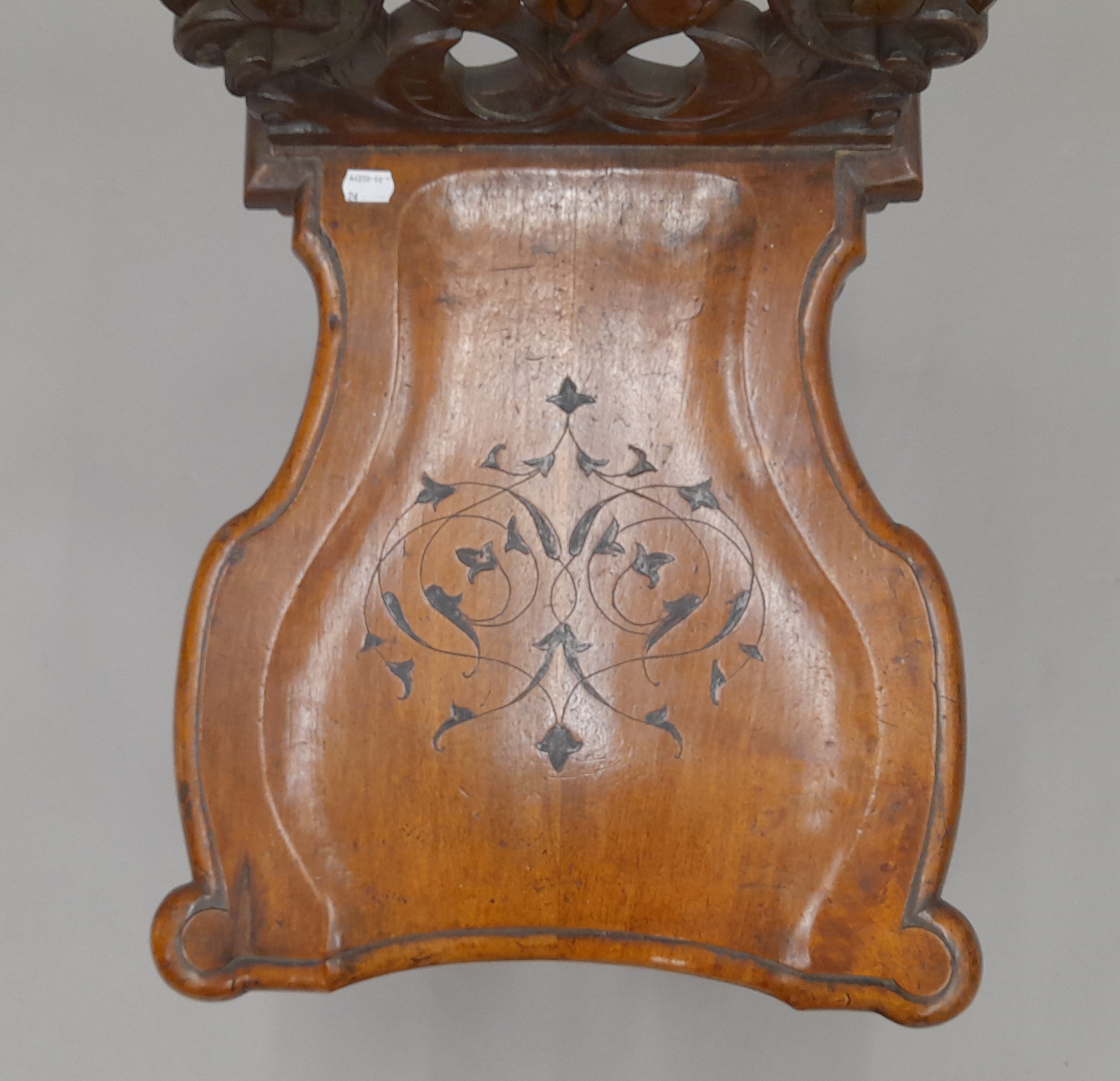 A 19th century carved hall chair. 39 cm wide. - Image 4 of 7