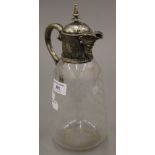 A silver plated Baccarat glass claret jug. 26 cm high.