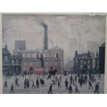 L S LOWRY, Coming Home from the Mill, print, framed and glazed. 78 x 65 cm overall.