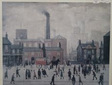 L S LOWRY, Coming Home from the Mill, print, framed and glazed. 78 x 65 cm overall.