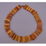 A butterscotch amber necklace. 46 cm long.