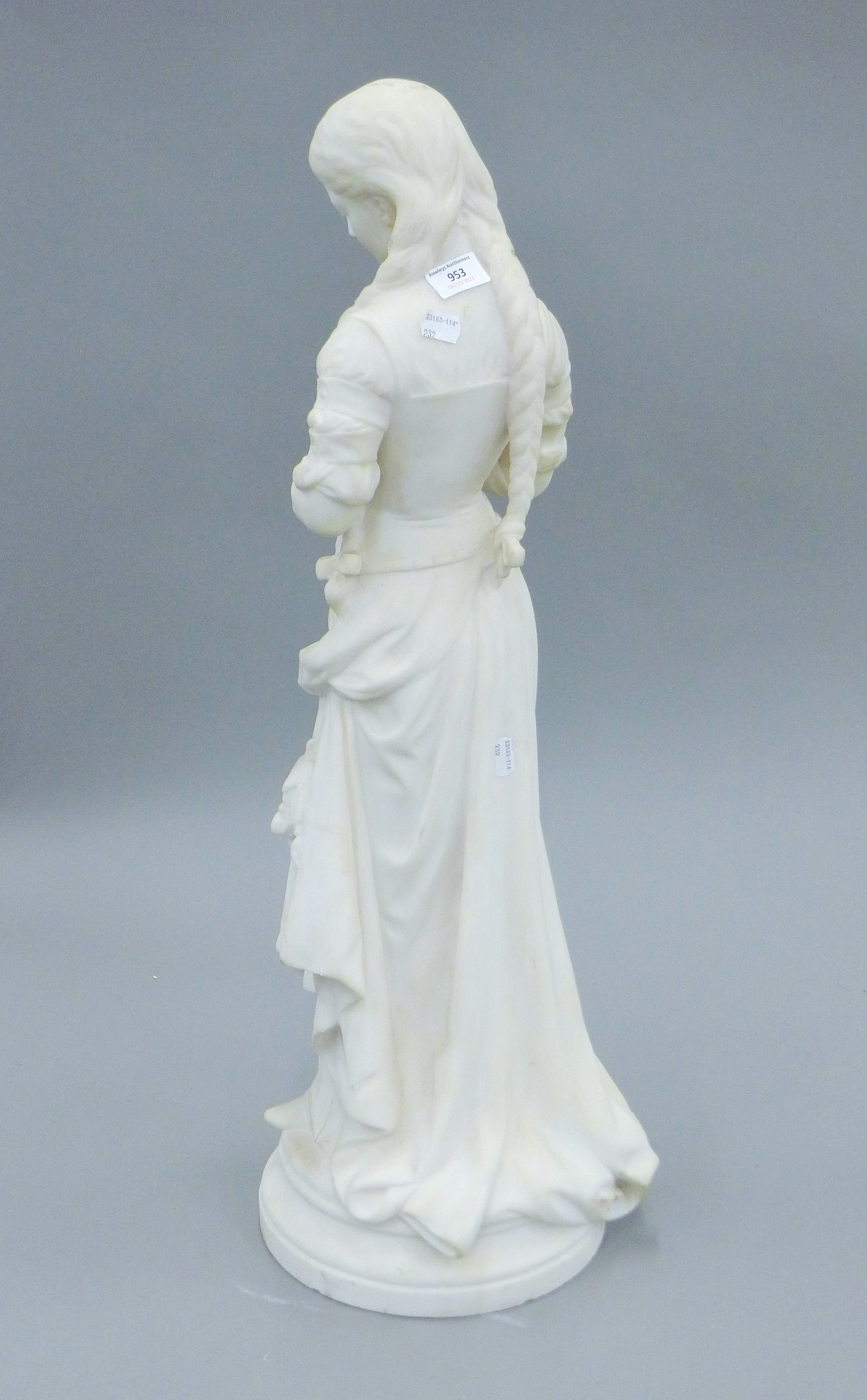 A 19th century marble model of a girl. 77 cm high. - Image 6 of 6
