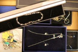 A quantity of various silver and other costume jewellery, including Swarovski.