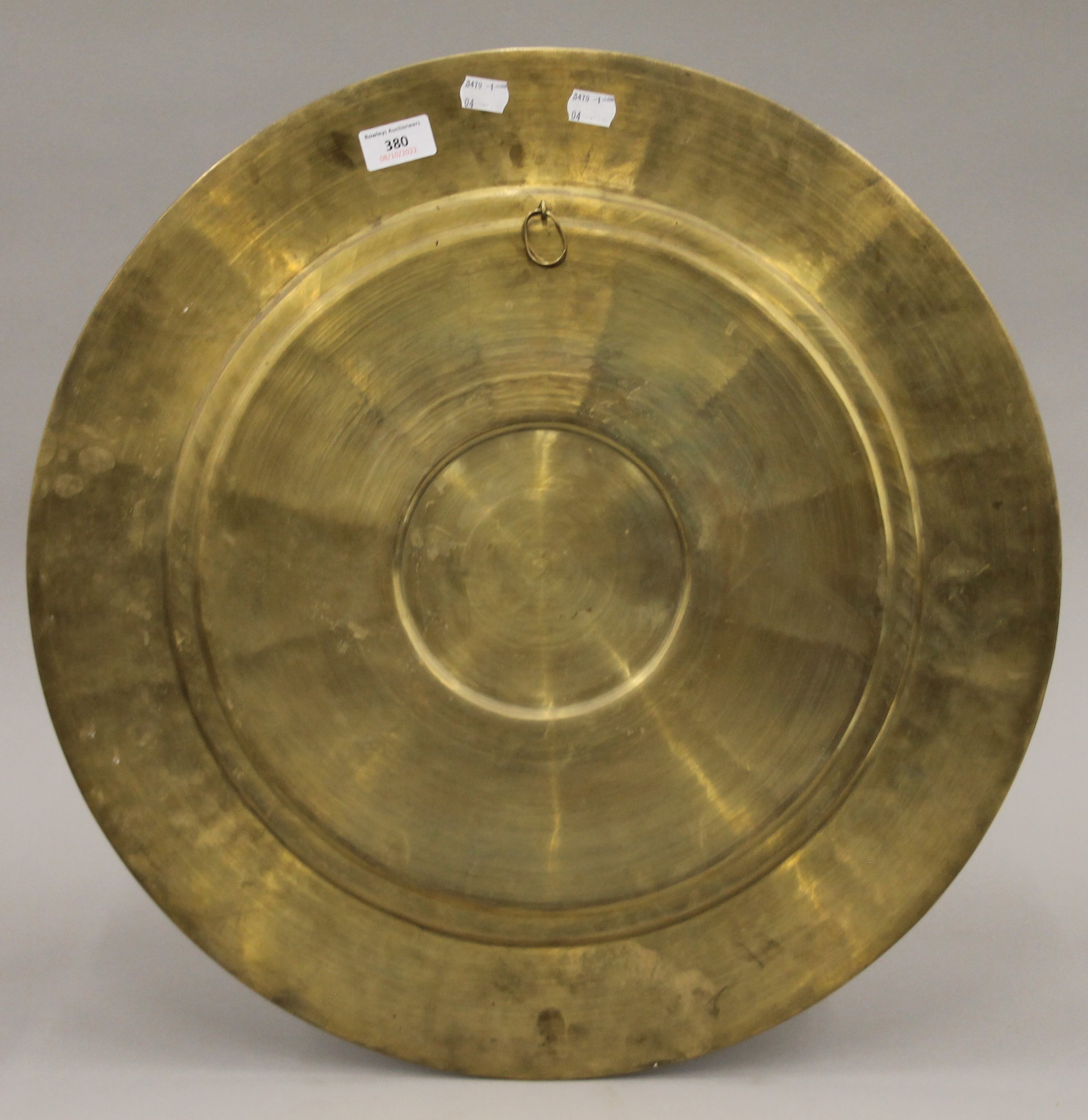 A large Indian mixed metal circular wall hanging. By repute purchased in India Between 1890-1920. - Image 4 of 4