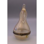 A Murano glass box formed as a pear. 11 cm high.