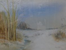 RUBY G HANKS, Winter Landscape, watercolour, signed, framed and glazed. 57 x 43 cm.