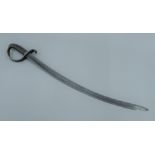A Georgian military sabre with leather handle and steel blade. 88.5 cm long.
