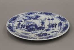 A 19th century Chinese blue and white porcelain charger. 37.5 cm diameter.