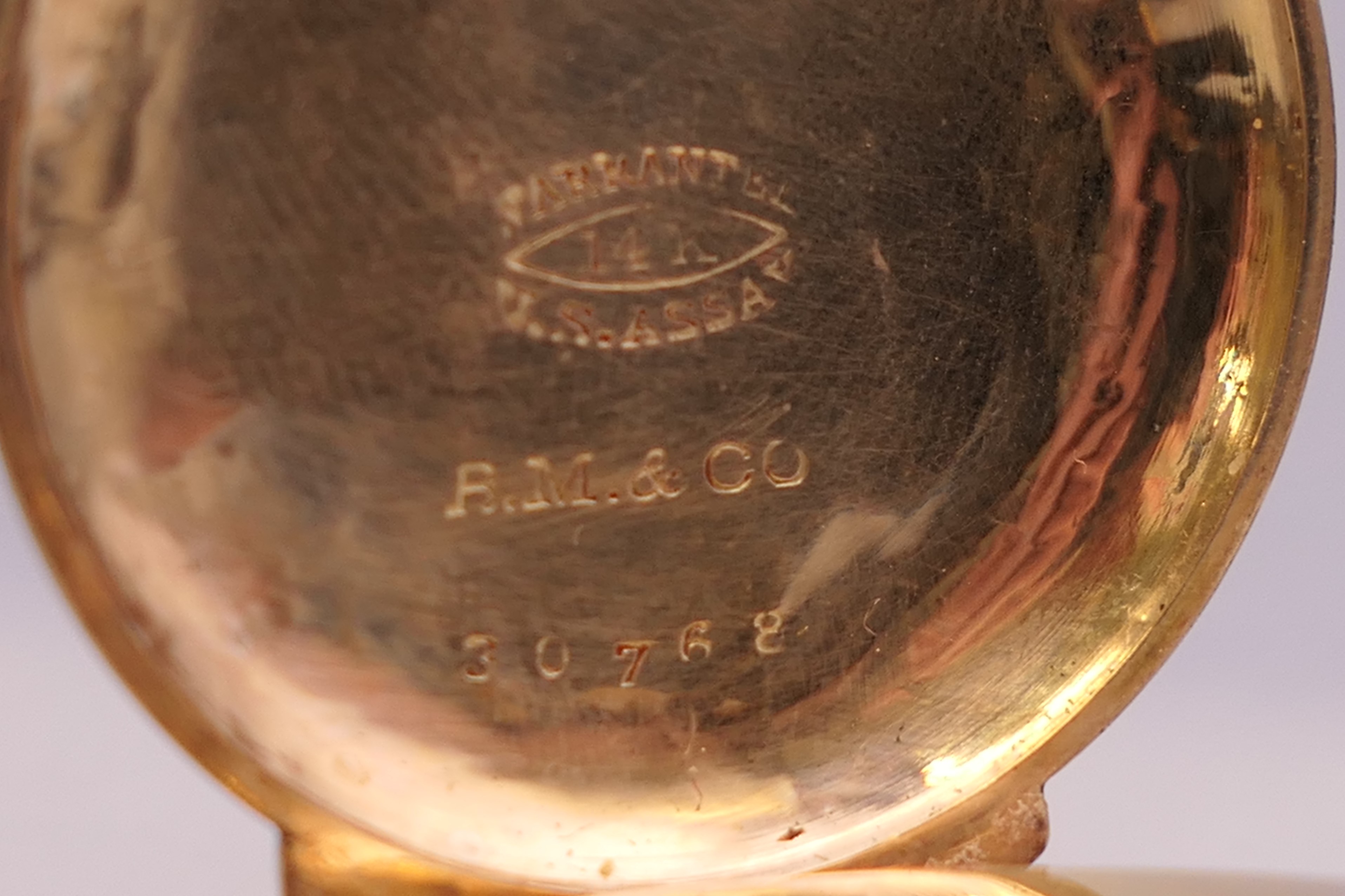 A 14 ct gold multi colour pocket watch. 4 cm wide. - Image 6 of 10