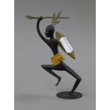 A Hagenauer bronze model of an African figure. 13.5 cm high.