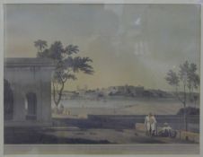 View of Mutura on the River Jumna, lithograph, framed and glazed. 65 x 49.5 cm.